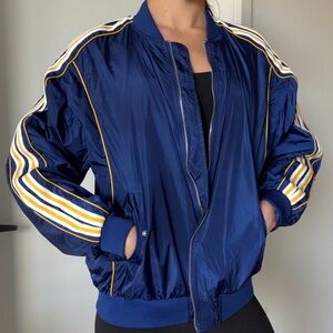 Blue and Yellow Striped Varsity Bomber / Track Jacket